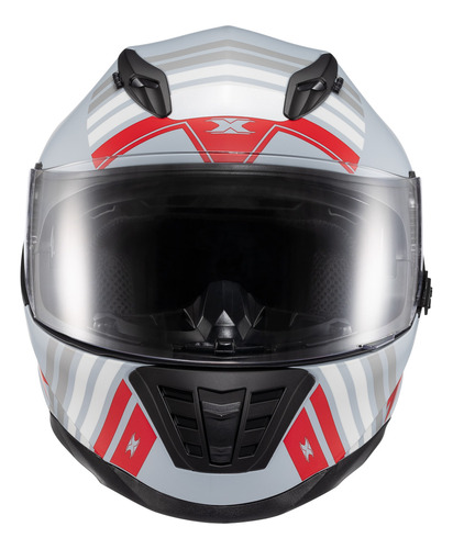 Capacete Texx Fechado Wing Grid Chumbo Verm Branco 58