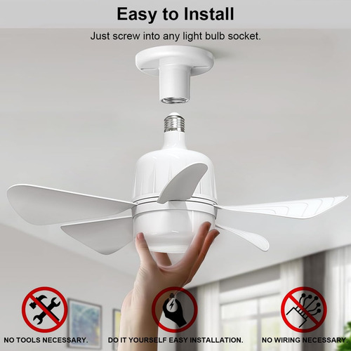 Ventilador De Techo De 18 Pulgadas Con Luz, Base E26 Atornil