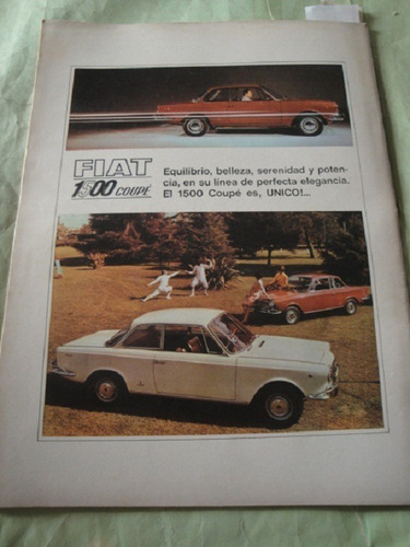 Publicidad Fiat 1500 Coupe Año 1967