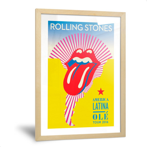 Cuadro Rolling Stones Poster Ole Tour 2016 Enmarcado 20x30cm