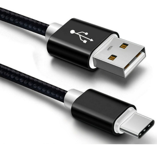 Cable Acordonado Usb-c Tipo C 1m Xiaomi Huawei Samsung ® Color Negro-blanco