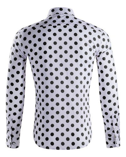 Camisa De Manga Larga Con Estampado De Lunares Para Hombre,