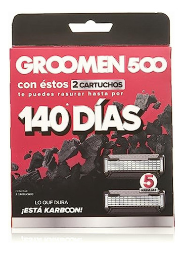 Groomen 500 140 Días Cartuchos Desechables 5 Navajas 2