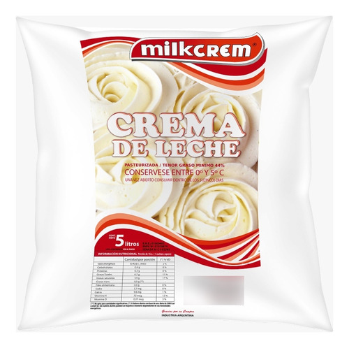 Crema De Leche 44% 5 Litros Milkcrem 