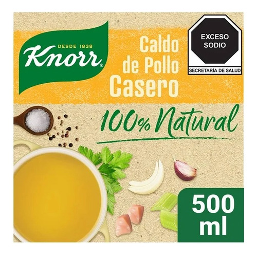 5 Pzas Caldo De Pollo Knorr 100% Natural 500 Ml