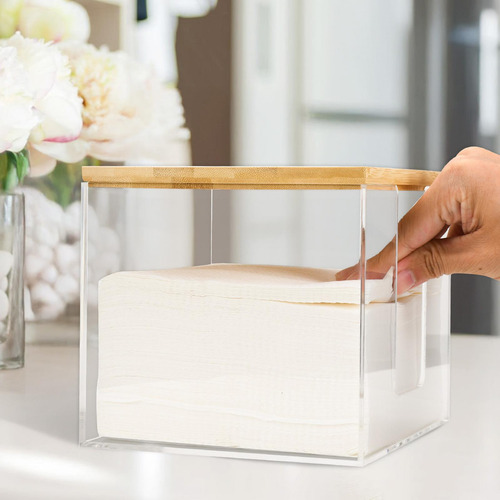 Caja De Pañuelos Soporte De Papel Higiénico Tapa De Bambú