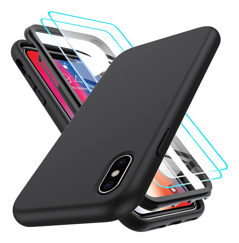 Funda Para iPhone X/xs - Negra + Protectores