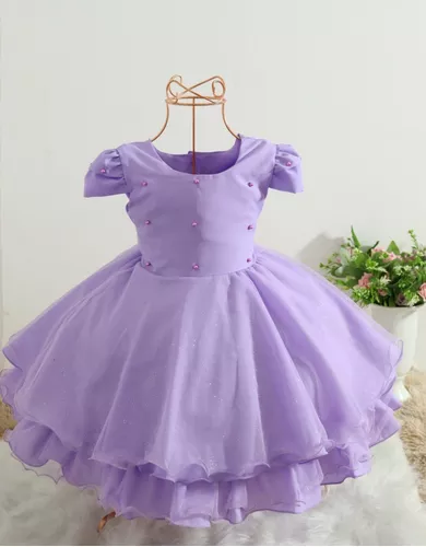 Vestido infantil sereia lilás princesa sofia festa 1 a 4 ano