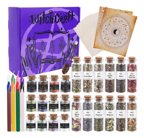 Kit De Suministros De Brujería Hechizos Wiccan - 50 Pi...