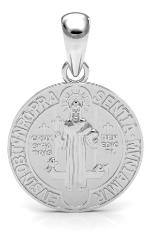Dije Medalla San Benito 2 Cm Plata .925 Agálea Joyería