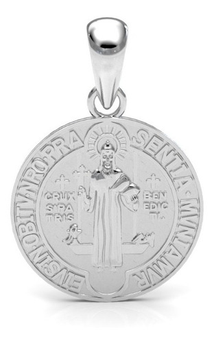 Dije Medalla San Benito 2 Cm Plata .925 Agálea Joyería