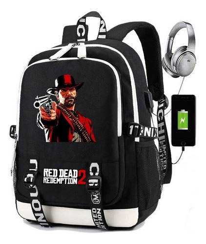 Mochila Red Dead Redemption 2 With Usb Charge For Children &