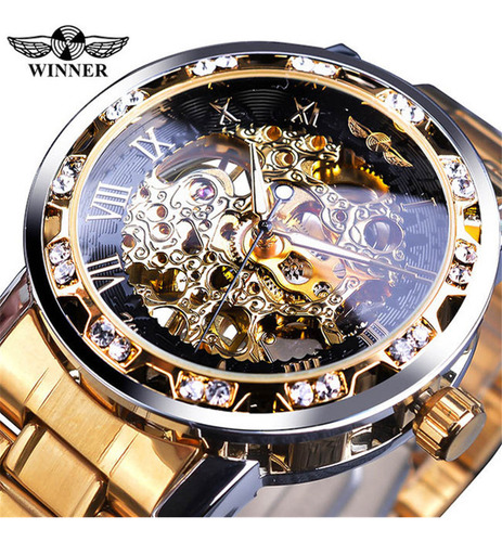 Esqueleto Casual De Estilo Victory, Dorado Con Cara Negra, A