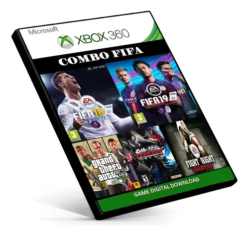 Kit 3 Jogos ( FIFA 18 + PES 2018 + FIFA 19) Xbox 360 Mídia Digital Original