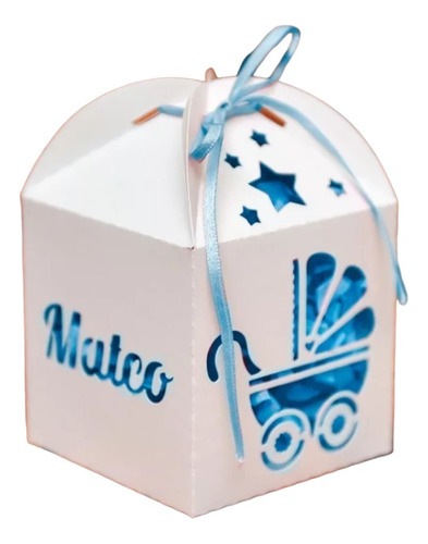 25 Cajas Caladas Cuna Baby Shower Personalizadas