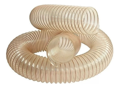Mangueira Vácuo Ar Pu C/ Arame Cobreada 4'' 100mm - 1 Metro Cor Transparente Cobreada