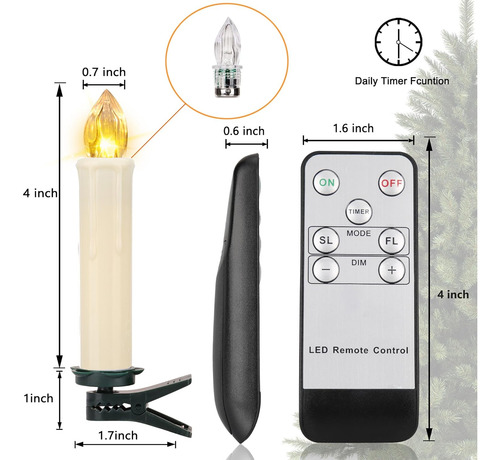 10 Velas Led Sin Llama Para Vendana, Velas De Árbol De Navid