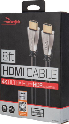 Cable Hdmi A Hdmi 4k De Alta Velocidad 2.4m Rocketfish