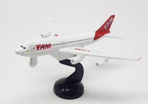 Miniatura Avião Tam Metal E Fricção 14 Cm Com Base