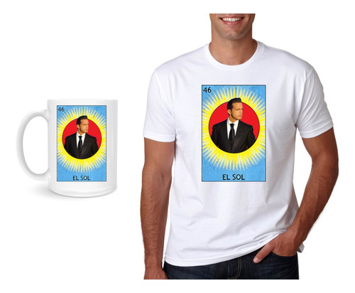Pack Luis Miguel El Sol Playera + Taza Tipo Loteria Mexicana