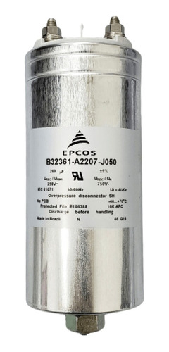 Capacitor Partida Fast-on 200uf 250v B32361-a2207-j050