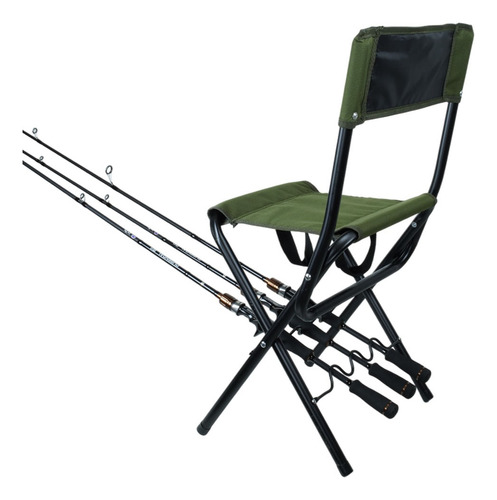 Banqueta Dobrável Pesca Brasil Pescador C/ Suporte P/ Varas Cor Verde