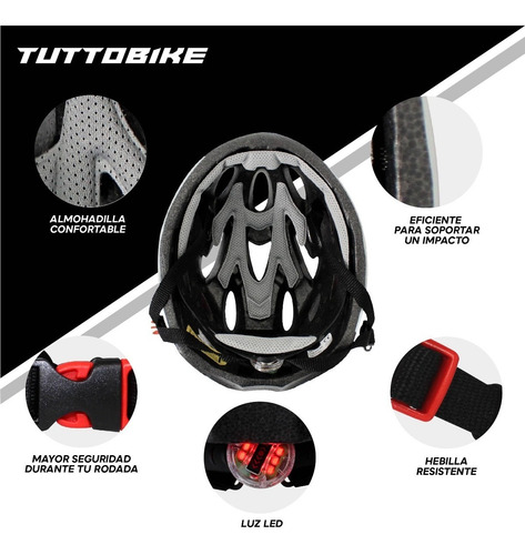 Imagen 3 de 10 de Casco Bicicleta Ruta Y Montaña Luz Led Y Visor Ciclismo Monk