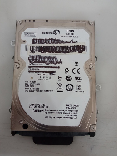 Disco Duro Seagate Momentus 5400 500gb Serie 202