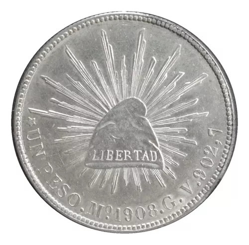 Moneda Un Peso Porfiriano Plata 1908 Mo Am