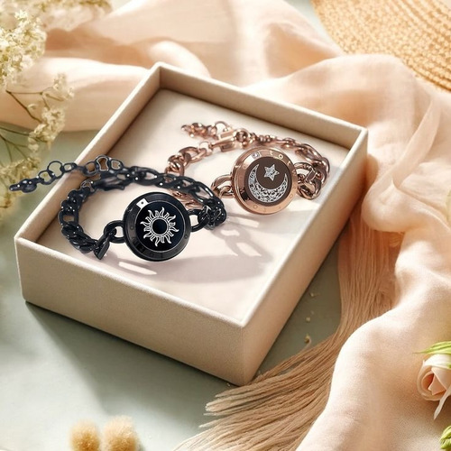 Pulseras Inteligentes Para Parejas Sun & Moon Figaro Dorado 23 Cm