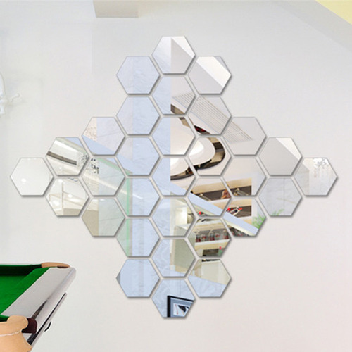 Fe Set De Pegatinas De Pared 3d Con Espejo Acrílico, Marco