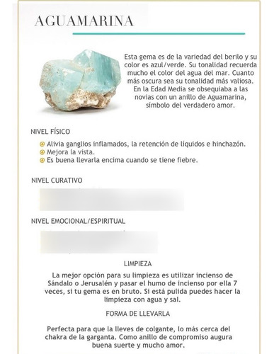 Piedra Natural Aguamarina( Calidad Superior 80 Grs, 6 Cm)