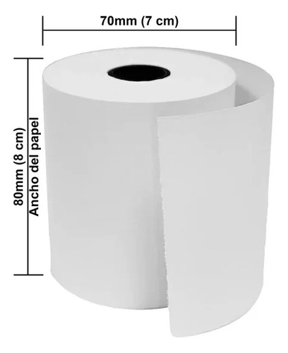 100 Rollos Papel Térmico 80x70 Impresora 80mm Blanco