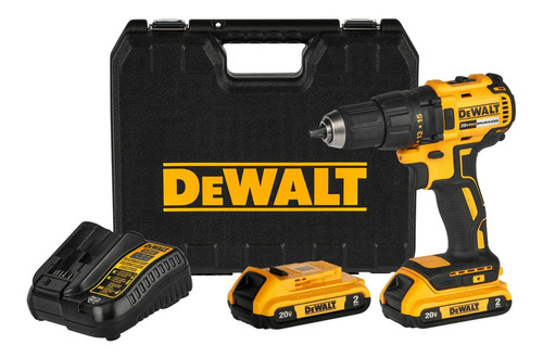 Taladro Atornillador Inalámbrico 20v Max + 2 Baterias Dewalt Color Amarillo