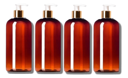 4 Dispensadores Para Jabón ,shampoo Dosificador Dorado 500ml