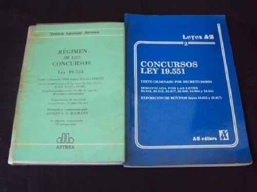 Regimen De Los Concursos + Concursos Ley 19551 (2 Ejs)