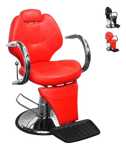 Sillon Barbero Peluqueria Estetica Hidráulico Color Rojo