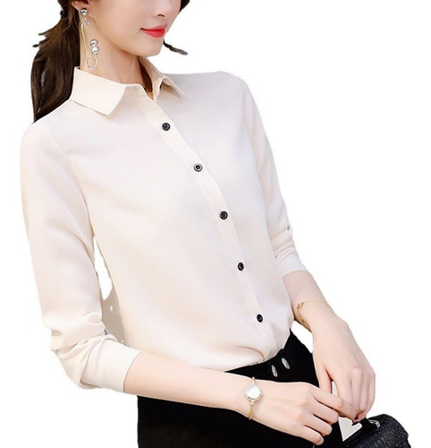 Camisa De Solapa For Mujer, Informal, Oficina Formal, Blusa