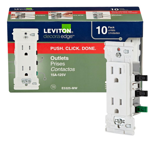 Leviton E5325-mw Decora Edge 15 Amp Salida Duplex Resistente