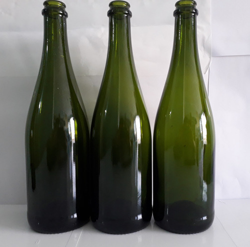 20 Envase Botellas De Vidrio Doble Verde 750ml Con Corcho