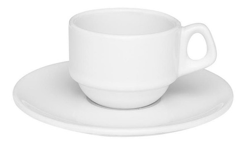Conjunto De 6 Xícaras Pequenas Empilháveis Com Pires 75ml Branco Oxford