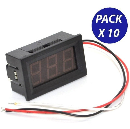 Pack 10 Mini Voltimetro Digital Para Embutir Rango 2.5-30vdc