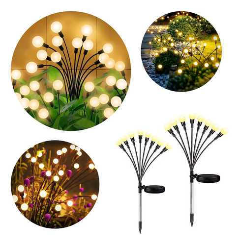 Luces Solares Led Ramo Bombillas Jardin Exterior Estaca X 2 Veoquiero