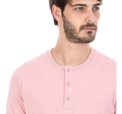 Imagen 4 de 5 de Playera Aletilla De Hombre Manga Larga Con Pechera Combinada