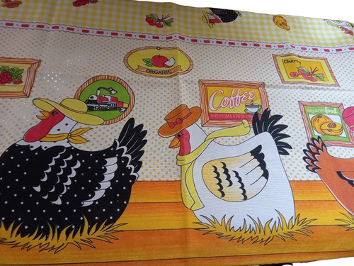 Toalha De Tecido P/fogão 5 Ou 6 Bocas C/desenho De Galinha