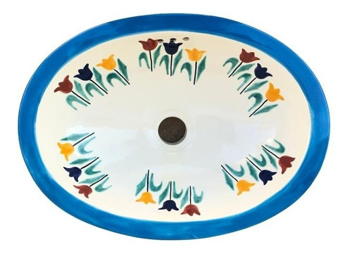 Lavabo Artesanal Tipo Talavera Liso Ovalado Chico #loch-07