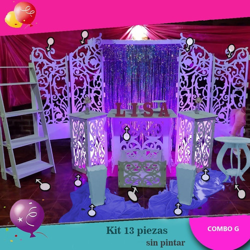 Imagen 10 de 10 de Mesas Candy Bar Desarmables 9mm Mdf Kit X 2 Unidades