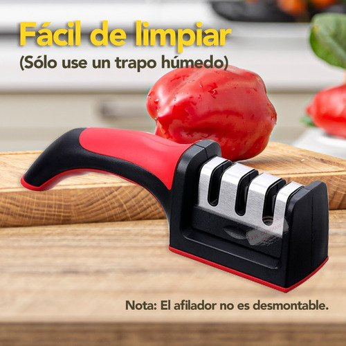 Imagen 7 de 10 de Afilador De Cuchillos Cocina Ergonómico 3 Etapas Manual 4068
