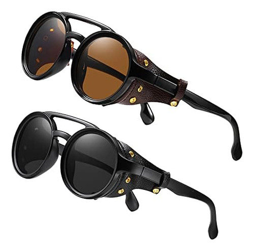 Keithion Steampunk Estilo Redondo Vintage Gafas De Sol Retro