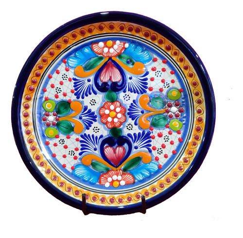 Set De 10 Platos De Talavera Poblana 25 Cm Dif. Diseños Plt 